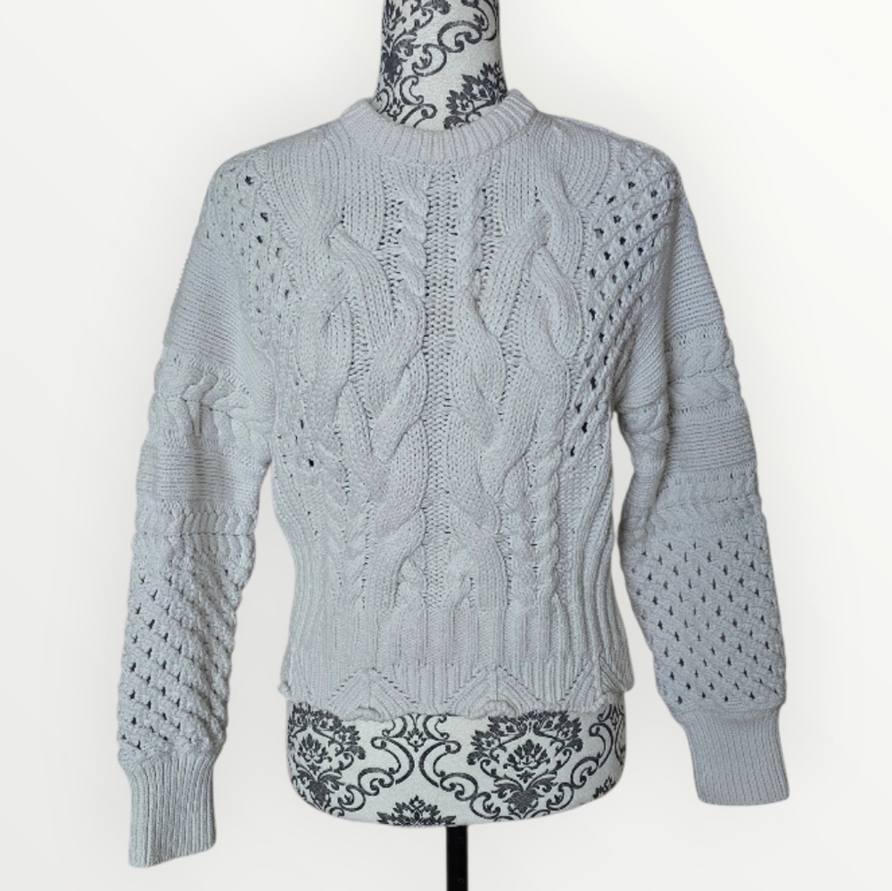 & Other Stories Cropped Cable Knit Cotton Blend Sweater Size Medium